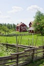 Wooden pole fence