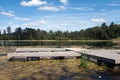 A wooden pontoon pier on a forest lake, Marinette County, Wisconsin