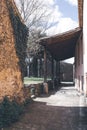 Wooden porch in the backyard of an old house