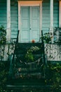 Wooden porch decorated for Halloween Royalty Free Stock Photo