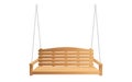 Wooden porch swing bench hanging on chains