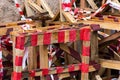 Wooden portable fences wrapped with protective tape