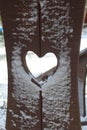 Wooden Post with a Heart Inside