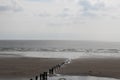 Wooden posts leading into the sea