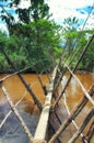 Wooden prehistoric bridge in the Baliem Valley, Papua, Indonesia Royalty Free Stock Photo