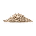 Wooden pressed pellets from biomass on a white isolated background Royalty Free Stock Photo