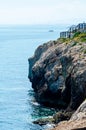 Wooden promenade along the sea coast situated on a cliff rock in Rincon de la Victoria, Costa del Sol, Andalusia, Spain Royalty Free Stock Photo