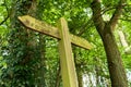 Wooden public footpath sign in the woods Royalty Free Stock Photo