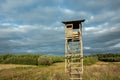 Wooden pulpit for hunters, meadow and forest - bottom view