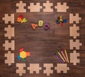 Wooden puzzle frame early learning