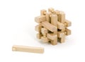 Wooden Puzzle with One Pulled Piece Royalty Free Stock Photo