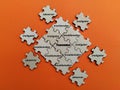 Wooden puzzle with print of peacemaker instigator troublemaker observer Royalty Free Stock Photo