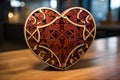 wooden puzzle in the shape of a heart, Valentine\'s Day keepsake. AI Generated