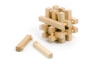 Wooden Puzzle with Two Pulled Pieces Royalty Free Stock Photo