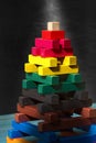 Wooden Pyramid - Toy with Colorful Pieces Royalty Free Stock Photo