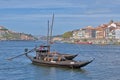 Wooden rabelo boat on river Douro