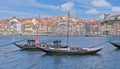 Wooden rabelo boat on river Douro