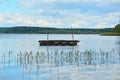 Wooden raft on Ozerna reservoir in Ruza district, Moscow region, Russia