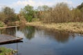 Wooden raft on the river for rinsing clothes