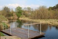 Wooden raft on the river for rinsing clothes