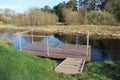 Wooden raft on the river for rinsing clothes