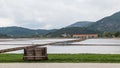 Wooden rail cart in Ston Salt pans