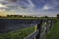 Wooden rail fence in Kentucky bluegrass region Royalty Free Stock Photo