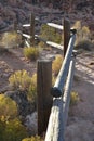 Wooden rail fence in desert landscape Royalty Free Stock Photo