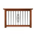 Wooden railing with metal pattern