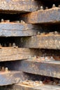 Wooden railway sleepers Royalty Free Stock Photo