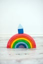 A rainbow with a cubbyhole on it