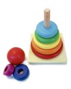 Wooden rainbow stacker, stacking toy for kids, colourful rainbow, wooden toys for kids, baby and infant. Royalty Free Stock Photo