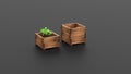 Wooden Raised Garden Beds. 3D Rendering