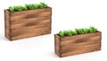 Wooden Raised Garden Beds. 3D Rendering