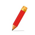 Wooden realistic red pencil with rubber eraser. Pencils sharp on white background. Vector illustration Royalty Free Stock Photo