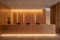 Wooden reception desk reception area in hotel 1695522299177 2