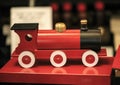 Wooden red toy train Royalty Free Stock Photo