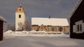 Historic church of Gammelstad near Lulea in winter in Sweden