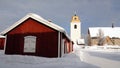Historic church of Gammelstad near Lulea in winter in Sweden