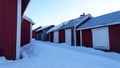 Church houses of Gammelstad in winter in Sweden