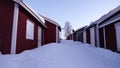 Church houses of Gammelstad in winter in Sweden