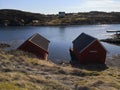 Wooden red fishing buildings by the sea