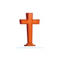 Wooden religious cross. Isolated church furniture