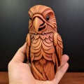 Realistic Wood Carving Figure With Beautiful Bird - Hyper-detailed Geometric Animal Art