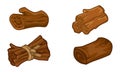 Wooden resources for games icons vector set