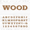 Wooden retro alphabet vector font.