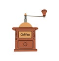 Wooden retro coffee bean grinder with handle. Royalty Free Stock Photo