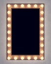 Wooden retro make-up mirror on concrete wall