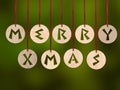 Wooden ringlets with cut out Merry Xmas greeting