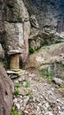 Wooden ritual barrel in the wild mountains of china